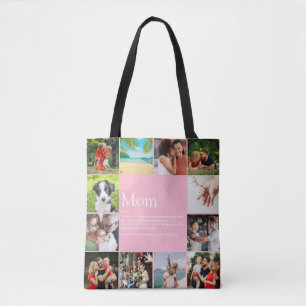 Bolsa Tote Cotação de Definição Mãe 12 Colagem Fotográf