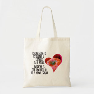 Bolsa Tote Cotações de Piadas de Tomate Vermelho em Forma d