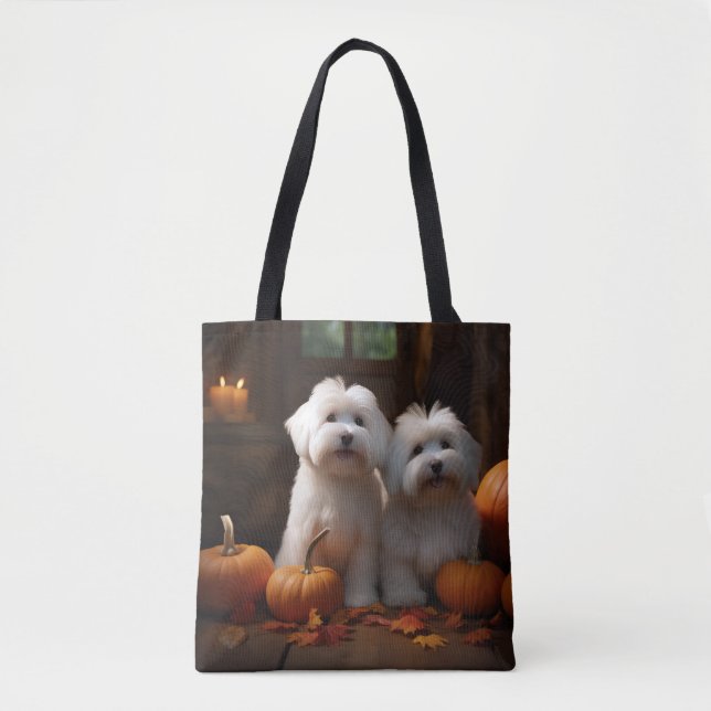 Bolsa Tote Coton De Tulear Puppy Autumn Delight Pumpkin (Frente)