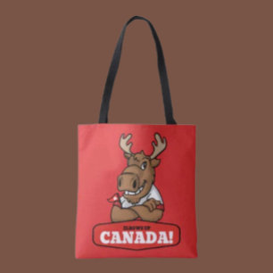Bolsa Tote Cotovelos pra cima Canadá! Esquilo engraçado segur