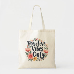 Bolsa Tote Cottagecore Floral Positive Vibes Inspiracional