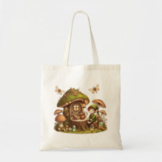 Bolsa Tote “Cottagecore Mushroom House & Cute Forest Goblin