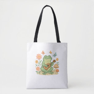 Bolsa Tote Cottagecore Sapo, Cogumelo de Rã, rã engraçada, Vi