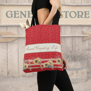 Bolsa Tote Country Sunflower em Bandana Impressão Personaliza