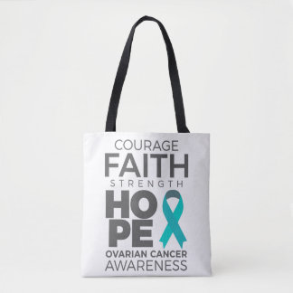 Bolsa Tote Courage Faith Strength Hope Ovarian Awareness