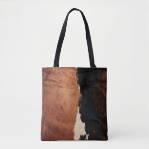 Bolsa Tote Couro de Vaca Falso Preto Marrom Sudoeste