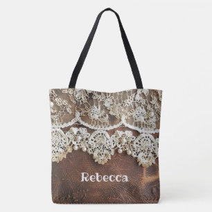 Bolsa Tote Couro e renda russos ocidentais