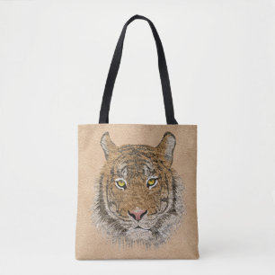 Bolsa Tote Couro e tigre bege