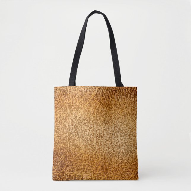 Bolsa Tote Couro Marrom: Fechamento Detalhado da Textura (Frente)