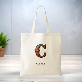 Bolsa Tote Couro Ocidental Trabalhado Monograma Inicial C