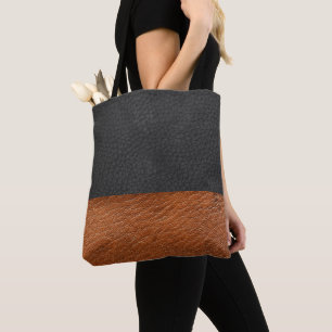 Bolsa Tote Couro Preto/Ouro Castanho Escuro - Saco De Toques