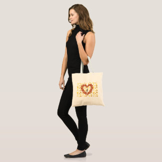 Bolsa Tote couronne d'automne sur son lit de feuilles