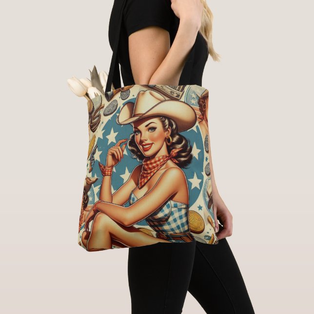 Bolsa Tote Cowgirl da linhagem (Close Up)