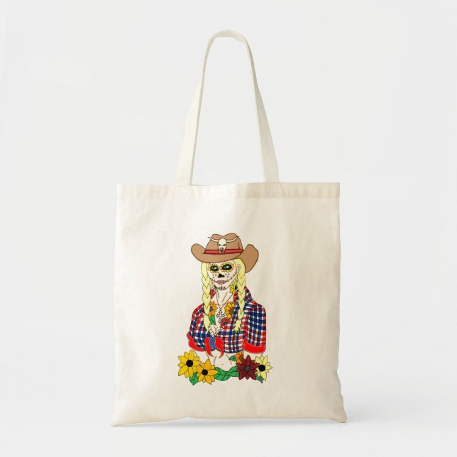 Bolsa Tote Cowgirl Sugar Skull (Frente)