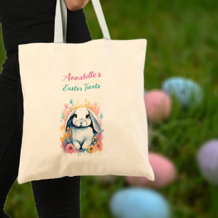 Bolsa Tote Cozedura Cana Coelho Floral Páscoa Caça De Ovo