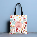 Bolsa Tote Cozinha Engraçada Mais Barata Que A Terapia, Rosa<br><div class="desc">Baking mais barato que Therapy Funny Kitchen Red Tote Bags Rosa Cor-de-Rosa apresenta um padrão temático colorido da cozinha com o texto editável "Baking é mais barato que a terapia" na tipografia moderna da escrita. Presente perfeito para aqueles que gostam de assar, cozinhar e estar na cozinha no Natal, aniversário,...</div>