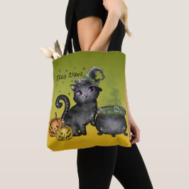 BOLSA TOTE COZINHA NEGRA CUTA DE HALLOWEEN COM CAULDRON