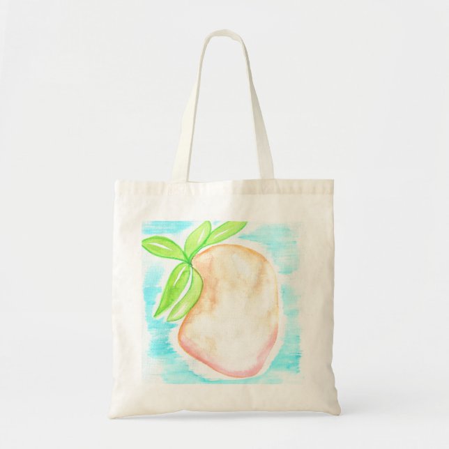 Bolsa Tote Cozinha tropical pintada com manga de aquarela (Frente)