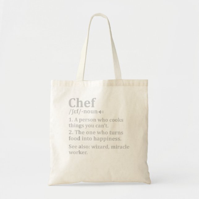 Bolsa Tote Cozinhar Oferece Chefs Definição de Chef (Frente)