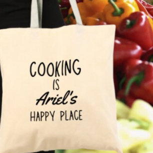 Bolsa Tote Cozinhar Personalizado, Lugar Feliz, Cook Foodie G
