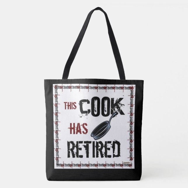 Bolsa Tote Cozinheiro Aposentado (preto e branco) (Frente)