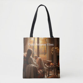 Bolsa Tote Cozy Autumn Vibes | Personalized Fall Cabin Window