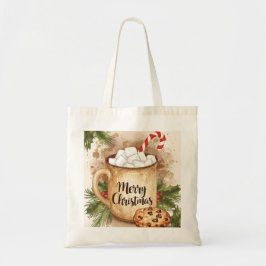 Bolsa Tote Cozy cocoa merry Christmas holly cookie festive 