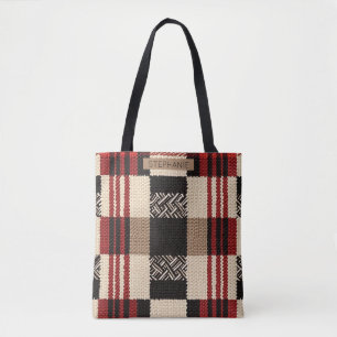 Bolsa Tote Cozy Knit Patchwork - Vintage Boho Autumn Style 2