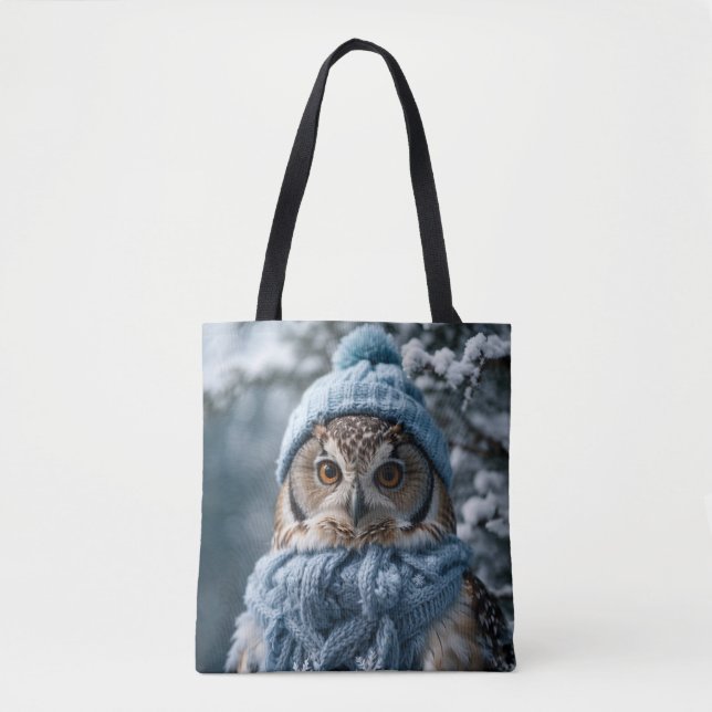 Bolsa Tote Cozy Whimsical Winter Wonderland Owl (Frente)