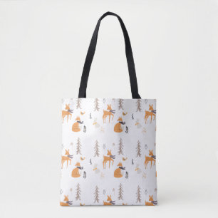 Bolsa Tote Cozy Winter Woodland Animal Folk Art Christmas