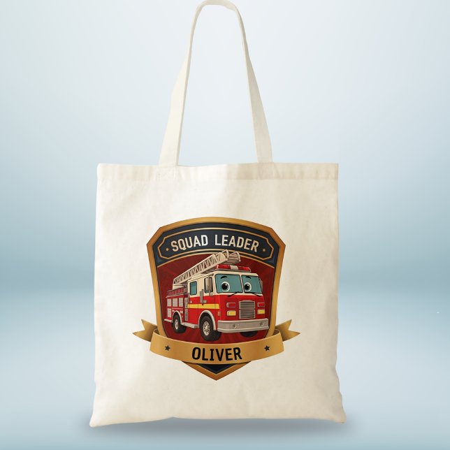 Bolsa Tote Crachá Personalizado de Bombeiro Fofo (Criador carregado)
