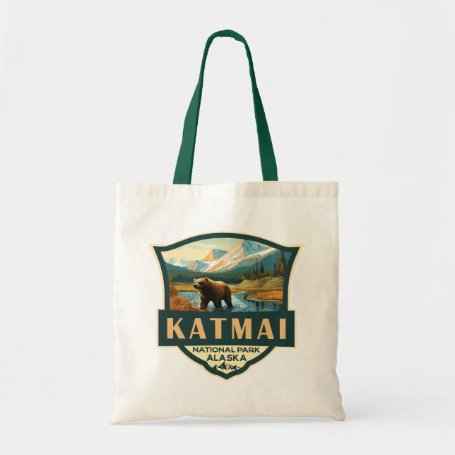 Bolsa Tote Crachá Retroativo da Ilustração do Parque Nacional (Frente)