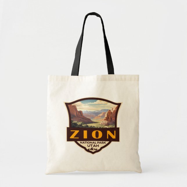 Bolsa Tote Crachá Retroativo da Ilustração do Parque Nacional (Frente)