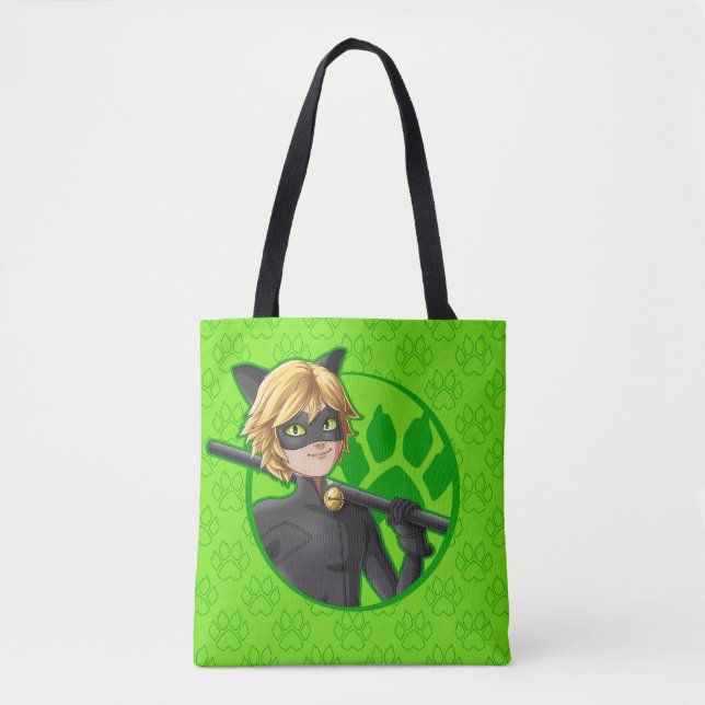 Bolsa Tote Crachá Verde do Cat Noir (Frente)