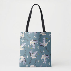 Bolsa Tote Crane Pattern, Ilustração Pássaro Voador.