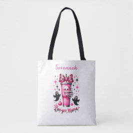 Bolsa Tote Cráneo Personalizado para Bebida e Tigela em Rosa,