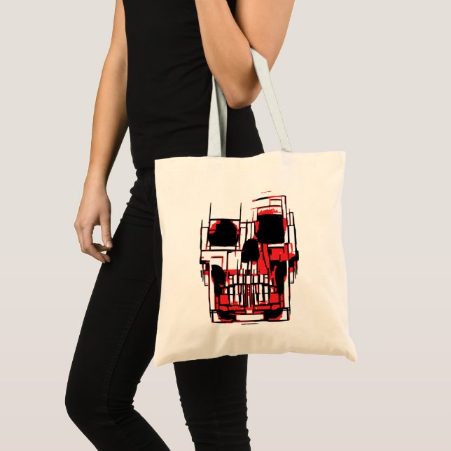 Bolsa Tote Crânio Abstrato em Cores Vibrantes (Frente (produto))