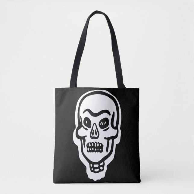 Bolsa Tote Crânio Clássico de Halloween (Frente)