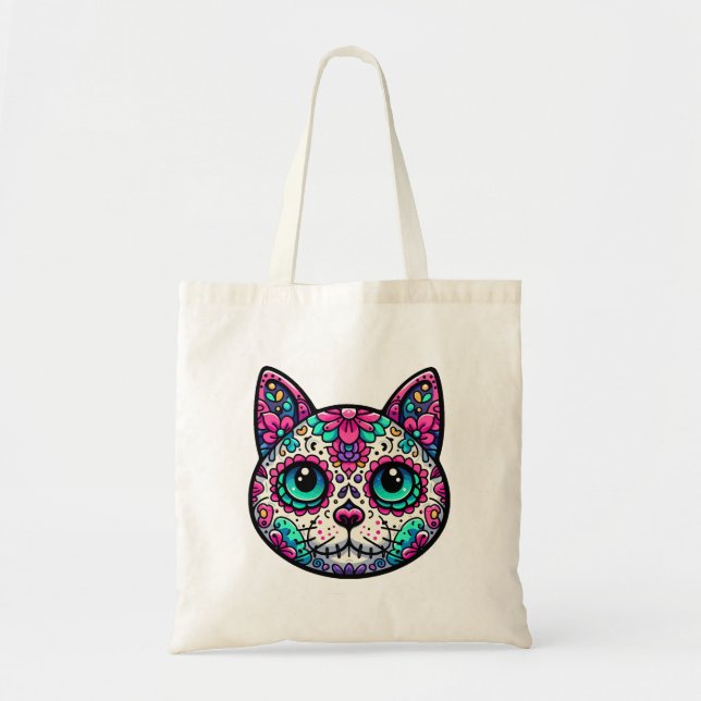 Bolsa Tote Crânio de Açúcar Colorido (Frente)
