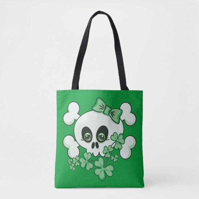 Bolsa Tote Crânio de Cachorro com Camrochas Placa Porcelana (Frente)