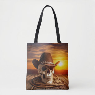 Bolsa Tote Crânio de Cowboy com Laço