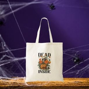Bolsa Tote Crânio e Abóbora Modernos no Halloween