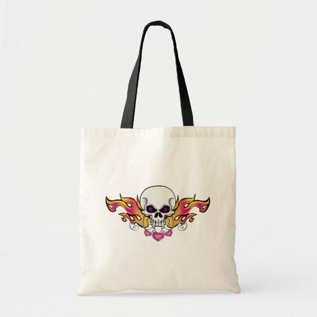 Bolsa Tote Crânio e coração inflamados (Frente)
