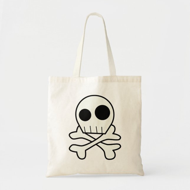 Bolsa Tote Crânio e Ossos - Saco de Halloween (Frente)