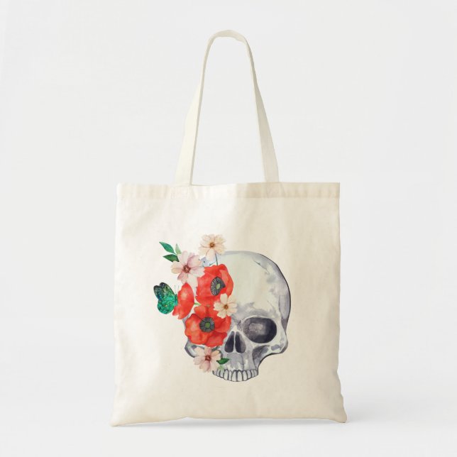 Bolsa Tote Crânio Floral (Frente)