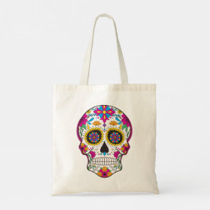 Bolsa Tote Crânio floral legal e colorido