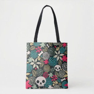 Bolsa Tote Crânio nas flores