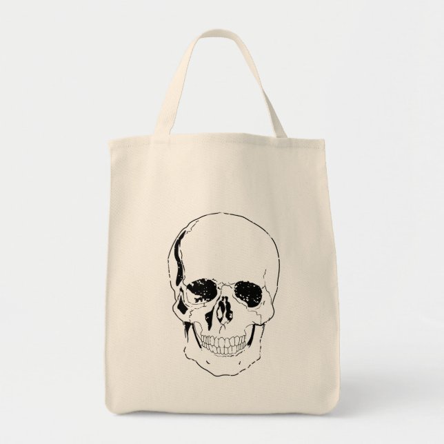 Bolsa Tote Crânio Negro Assustado do Halloween (Frente)
