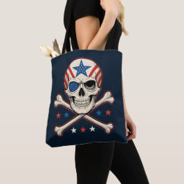 Bolsa Tote Crânio Patriótico e Bandeira Americana Crossbones