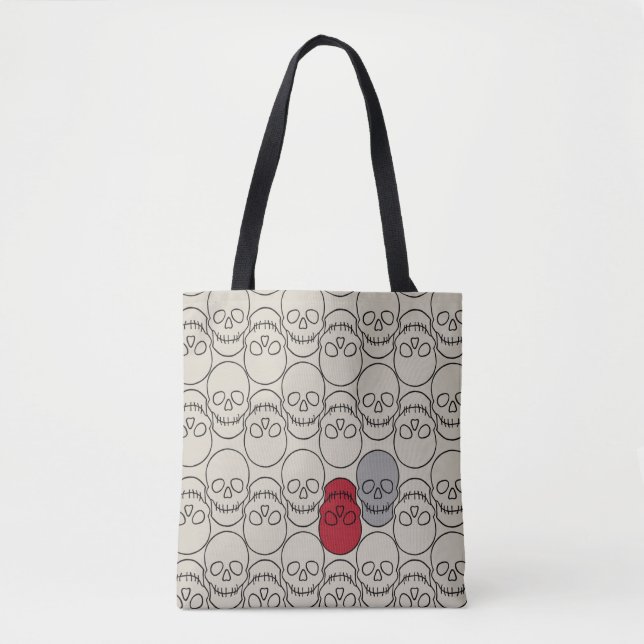 Bolsa Tote Crânios - Branco Osso e Preto Morto (Frente)